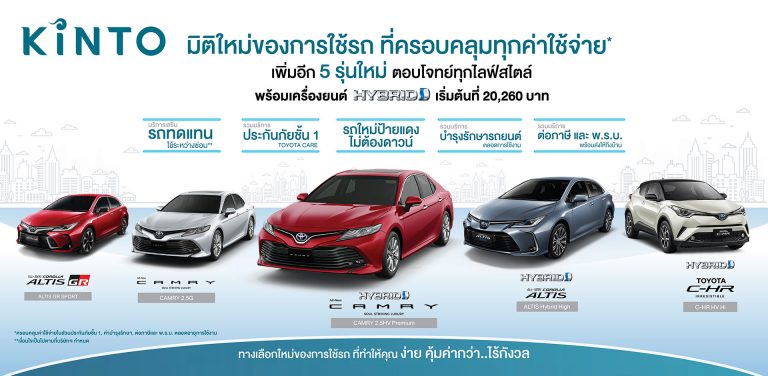 ข่าวรถวันนี้ : โตโยต้า ต่อยอดความสำเร็จ “KINTO” เพิ่มรถรุ่นไฮบริดและรุ่น GR สปอร์ต ตอบสนองความต้องการของลูกค้าครบวงจร