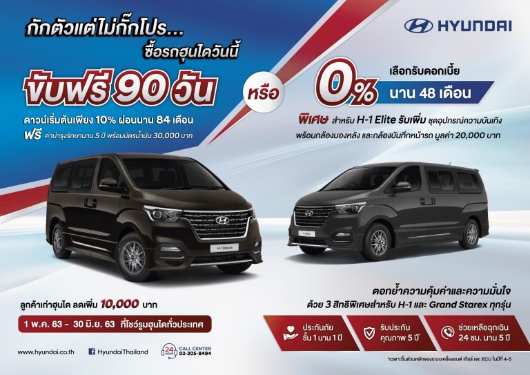 ข่าวรถวันนี้ : ฮุนได จัดโปรเด็ดเซ็ทใหญ่ซื้อรถวันนี้ขับฟรี 90 วัน ดาวน์ต่ำและผ่อนนาน 84 เดือน